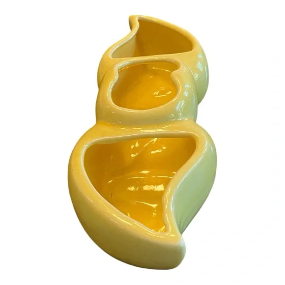 Vintage MCM yellow ceramic vessel. EVC - Picture 6 of 9